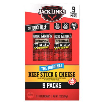 Jack Link's 5g Protein Original Beef Stick & Cheese Snack Packs, 9 ct