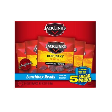Jack Link's 7g Protein Teriyaki Beef Jerky Snack Packs, 5 ct