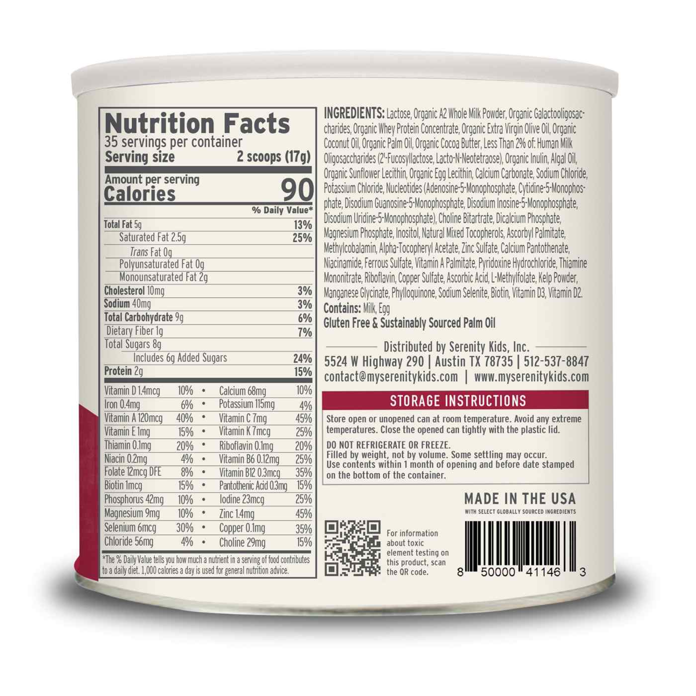 Serenity Kids A2 Grass Fed Whole Milk Toddler Formula; image 6 of 8