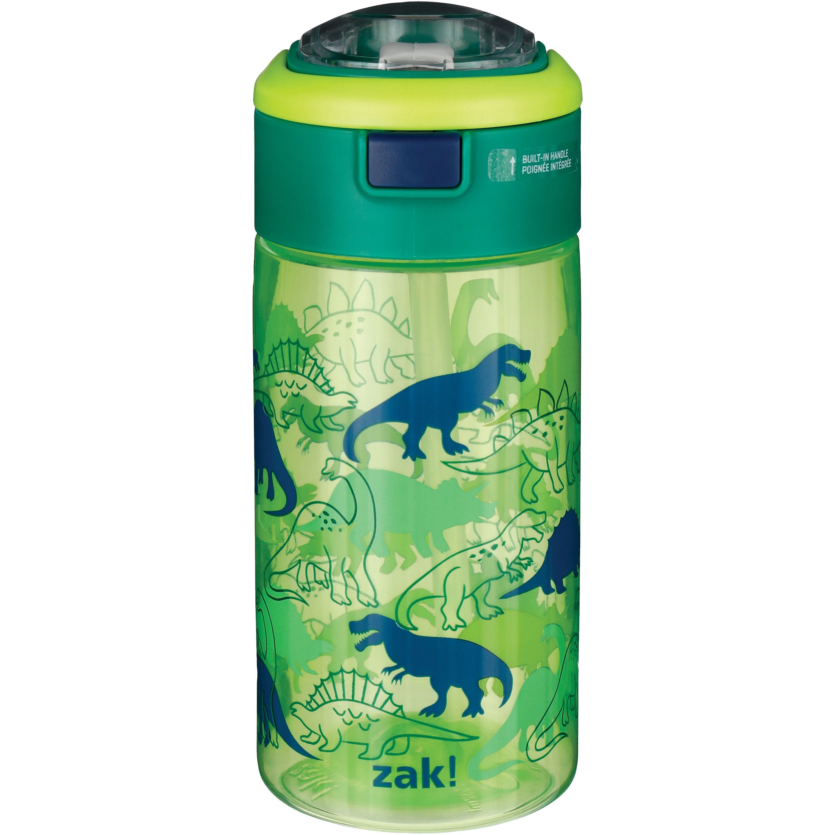 Zak Designs Genesis Flex Reusable Plastic Water Bottle Camo Dinosaurs