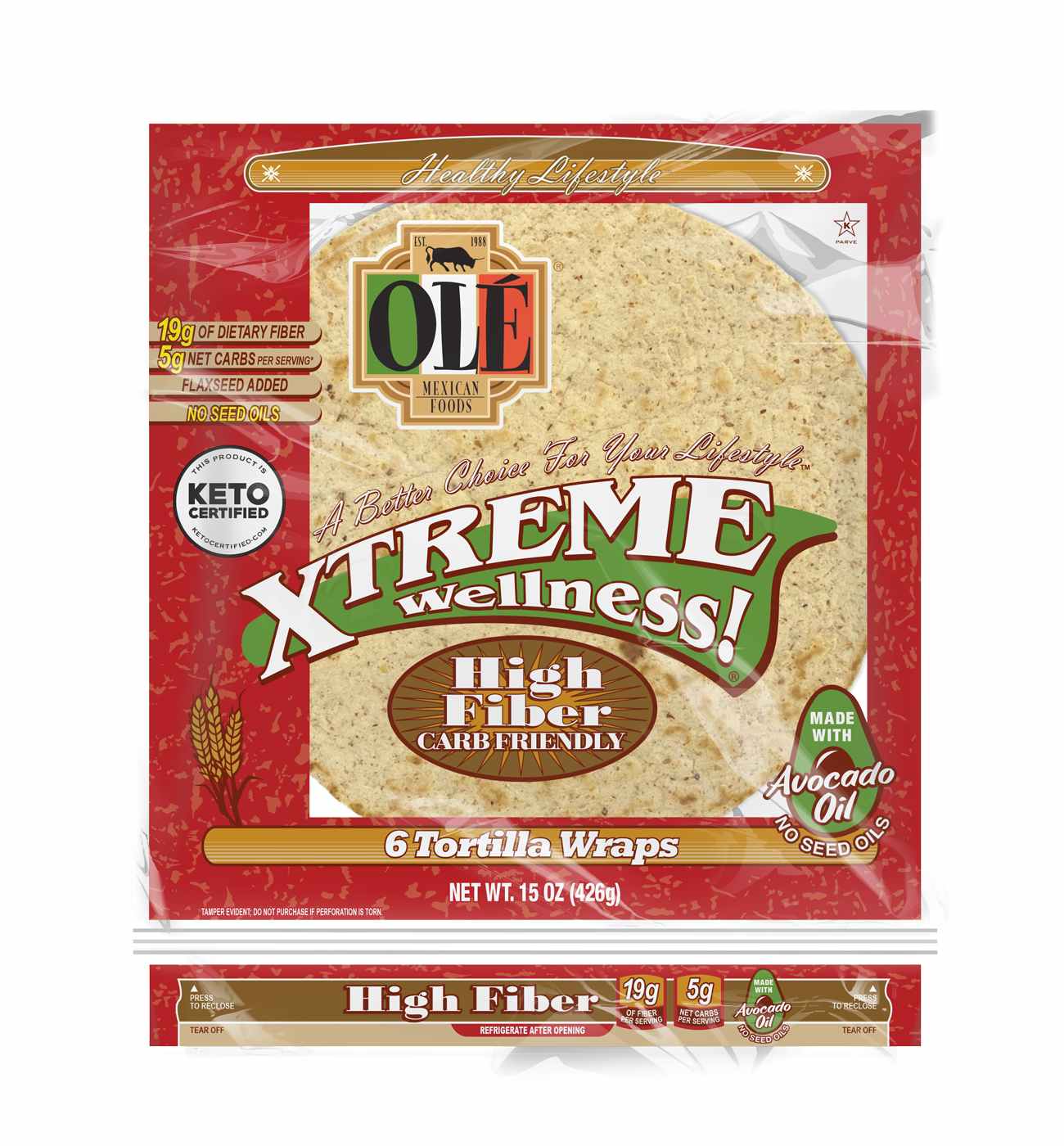 Ole Xtreme Wellness Whole Wheat High Fiber Tortillas; image 1 of 5