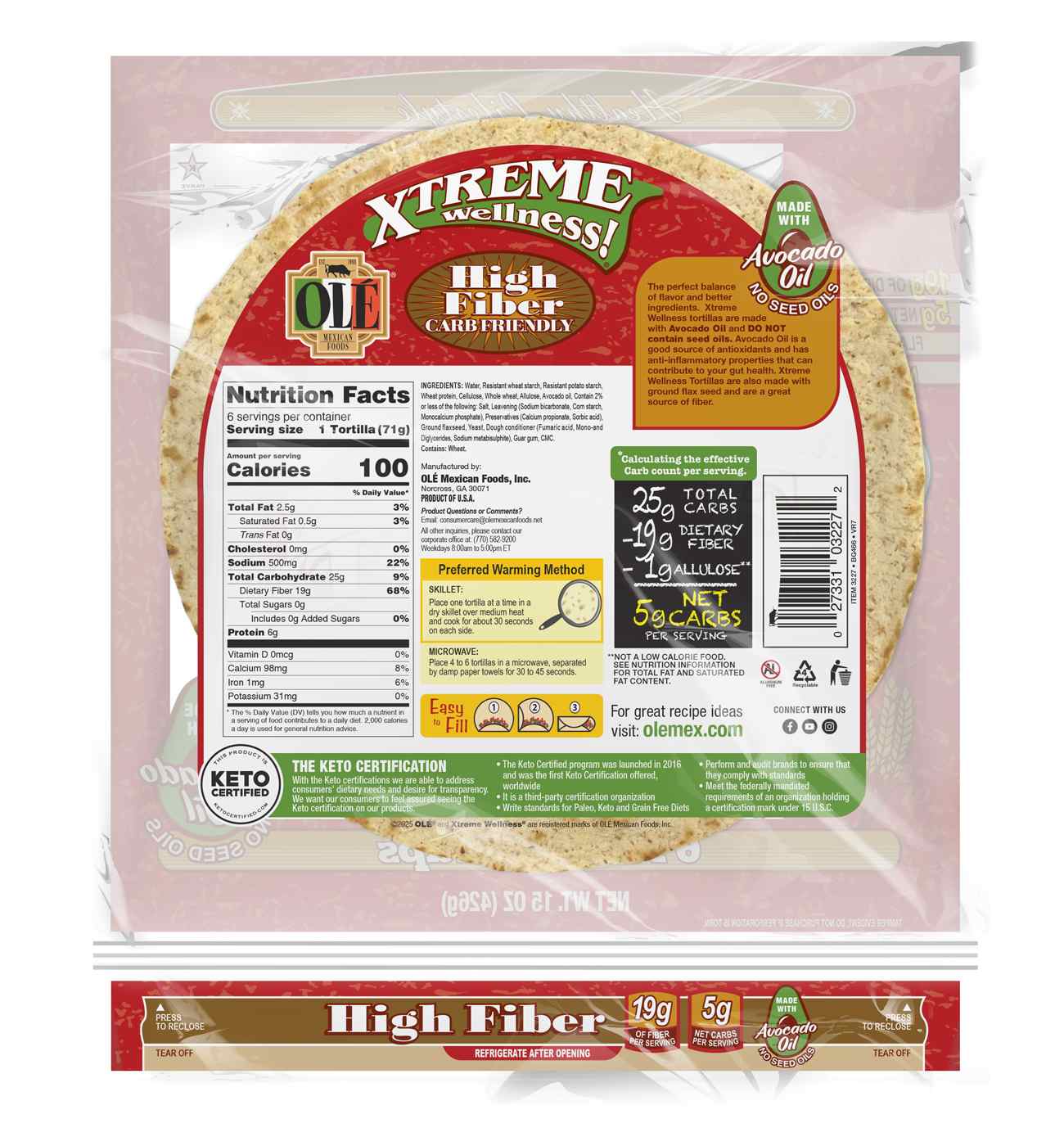 Ole Xtreme Wellness Whole Wheat High Fiber Tortillas; image 5 of 5