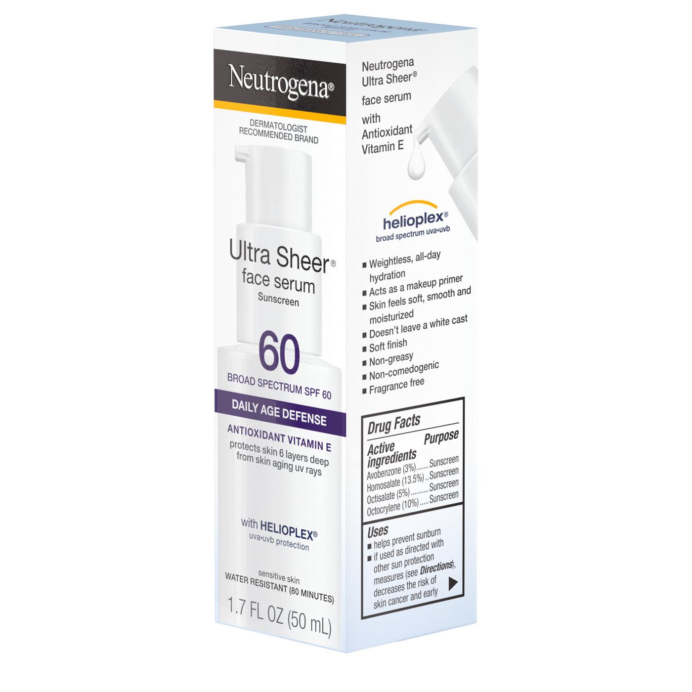 Neutrogena Ultra Sheer Moisturizing Face Serum Sunscreen SPF 60+; image 3 of 8