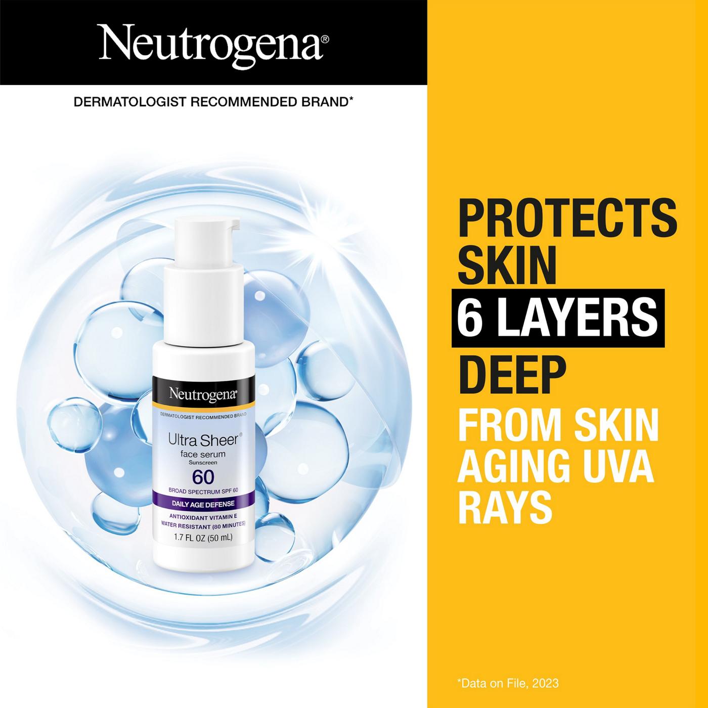 Neutrogena Ultra Sheer Moisturizing Serum with Vitamin E - SPF 60; image 8 of 8