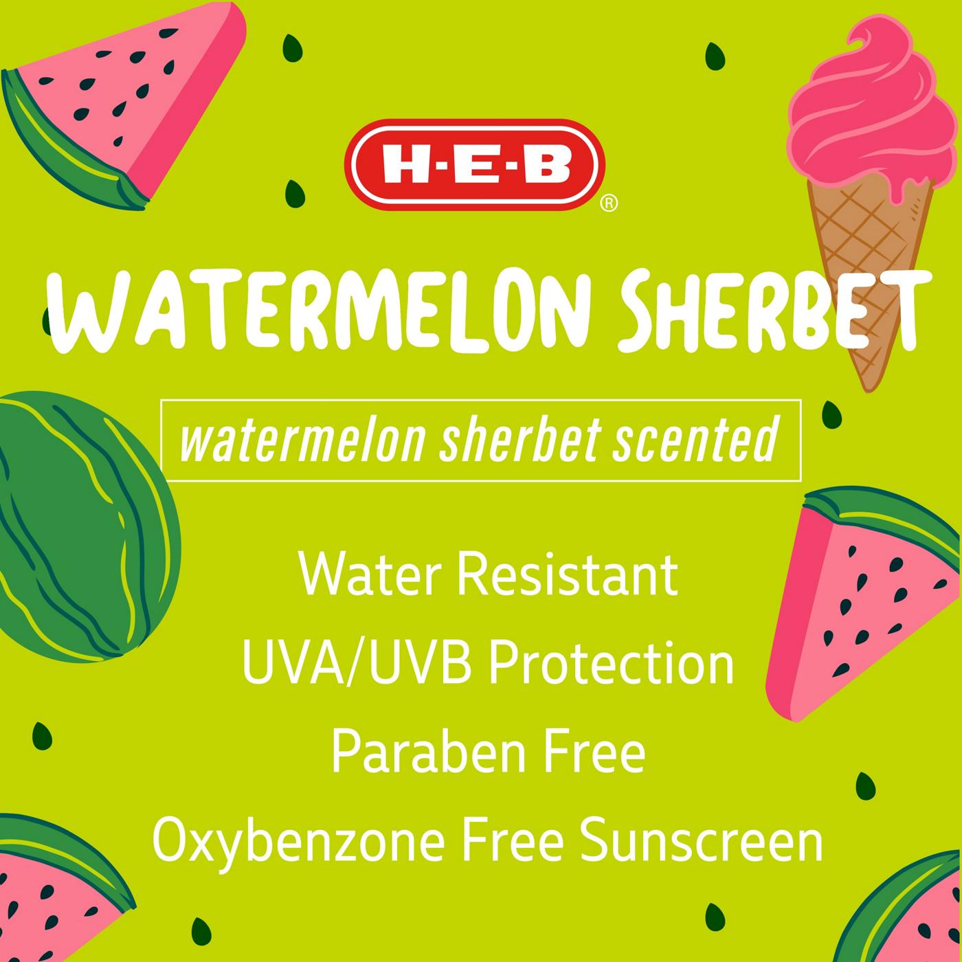 H-E-B Kids Oxybenzone Free Watermelon Sherbet Sunscreen Spray – SPF 50; image 3 of 4