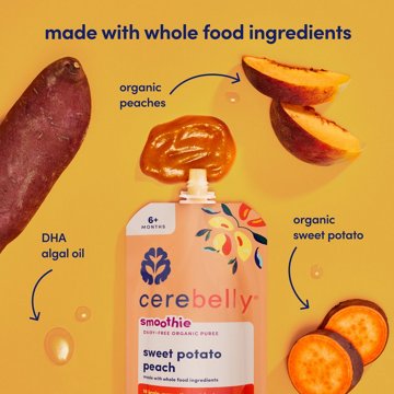 Cerebelly Dairy Free Organic Smoothie Pouch - Sweet Potato Peach
