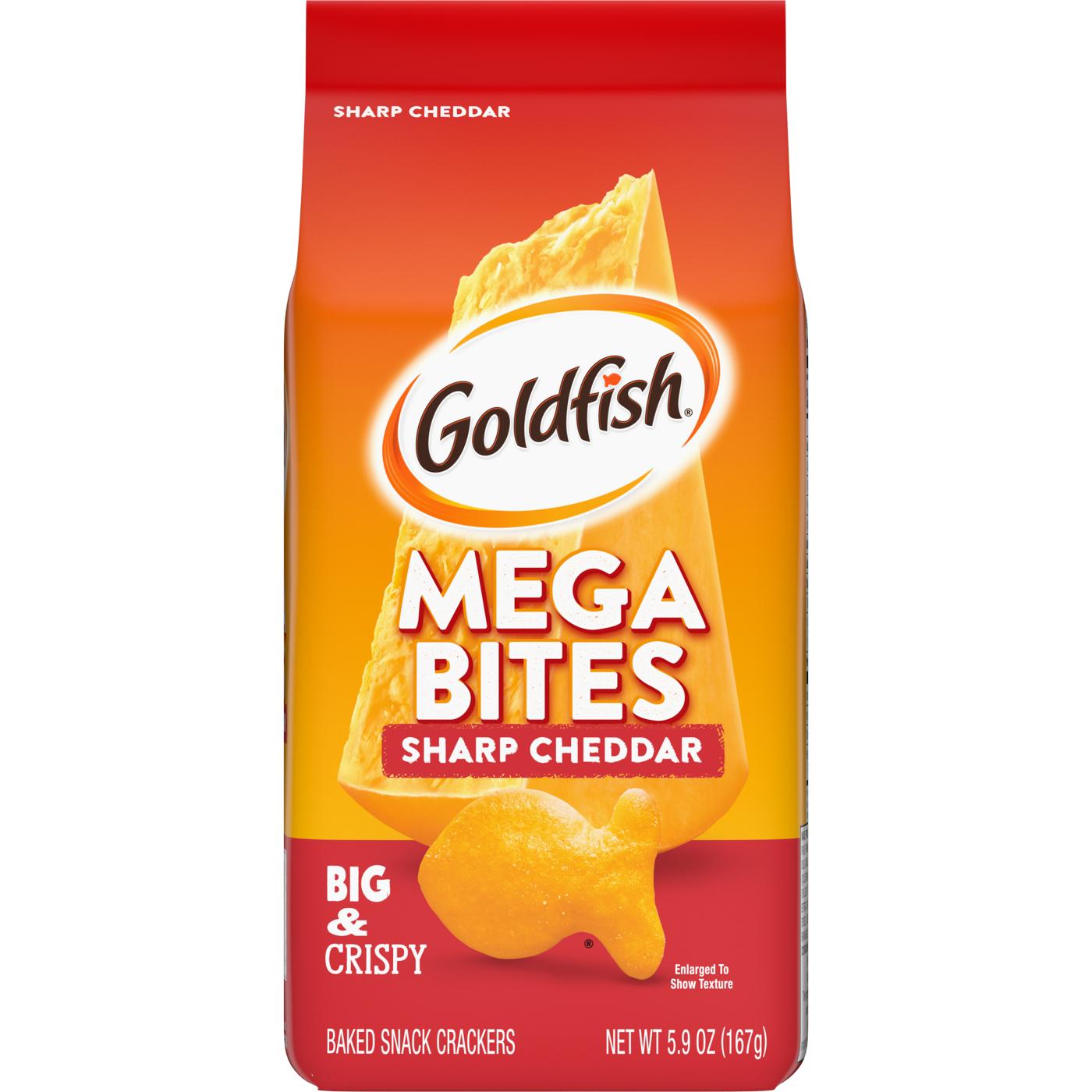 Goldfish Mega Bites Sharp Cheddar Crackers; image 1 of 5