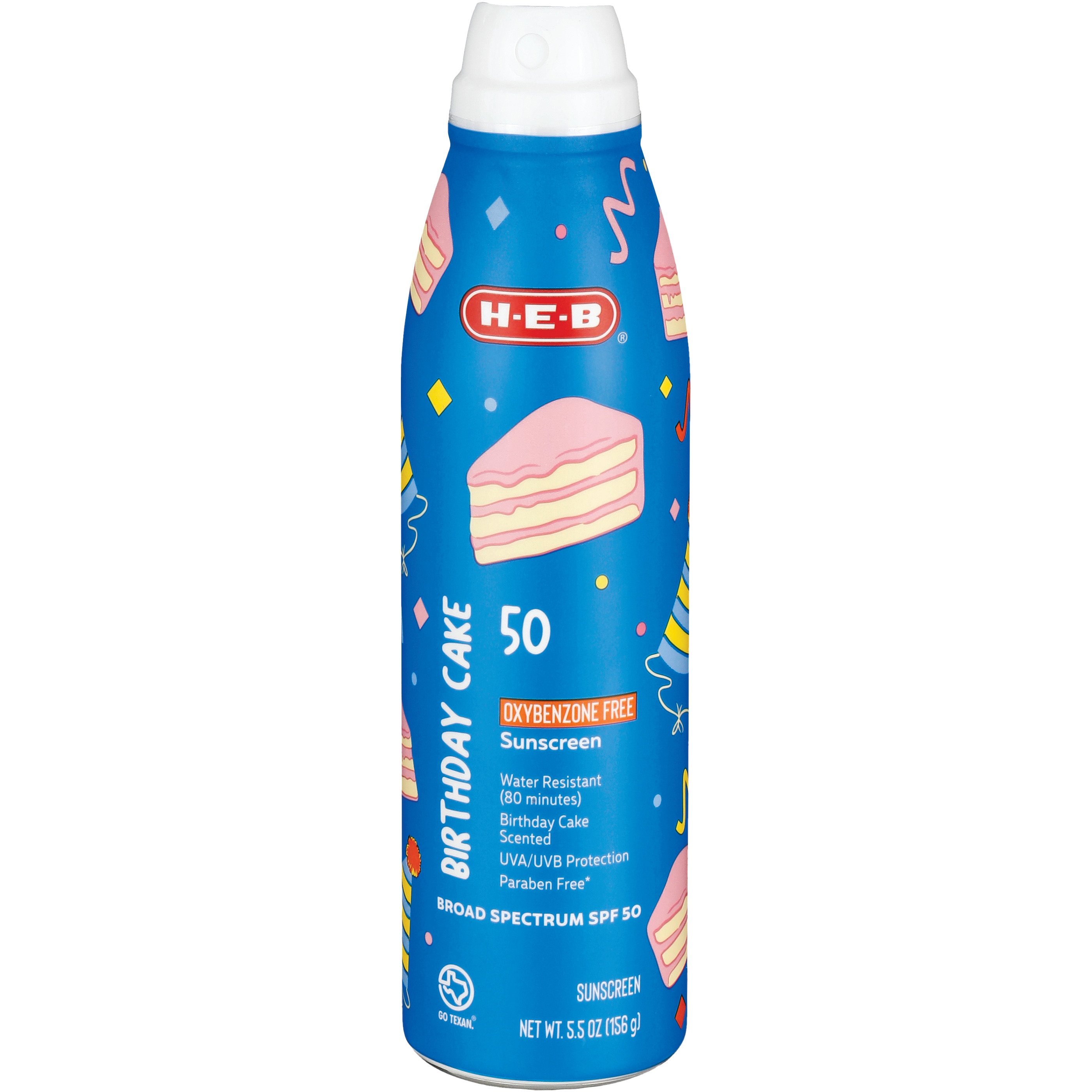 H-E-B Kids Oxybenzone Free Birthday Cake Sunscreen Spray – SPF 50 ...