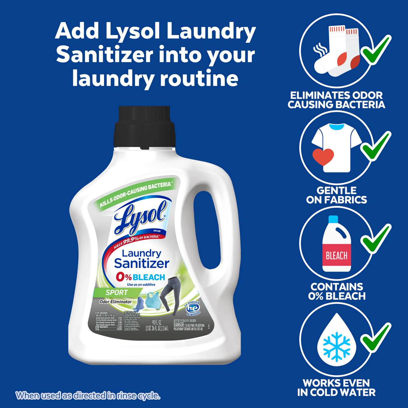 Lysol Sport Odor Eliminator Laundry Sanitizer; image 4 of 6