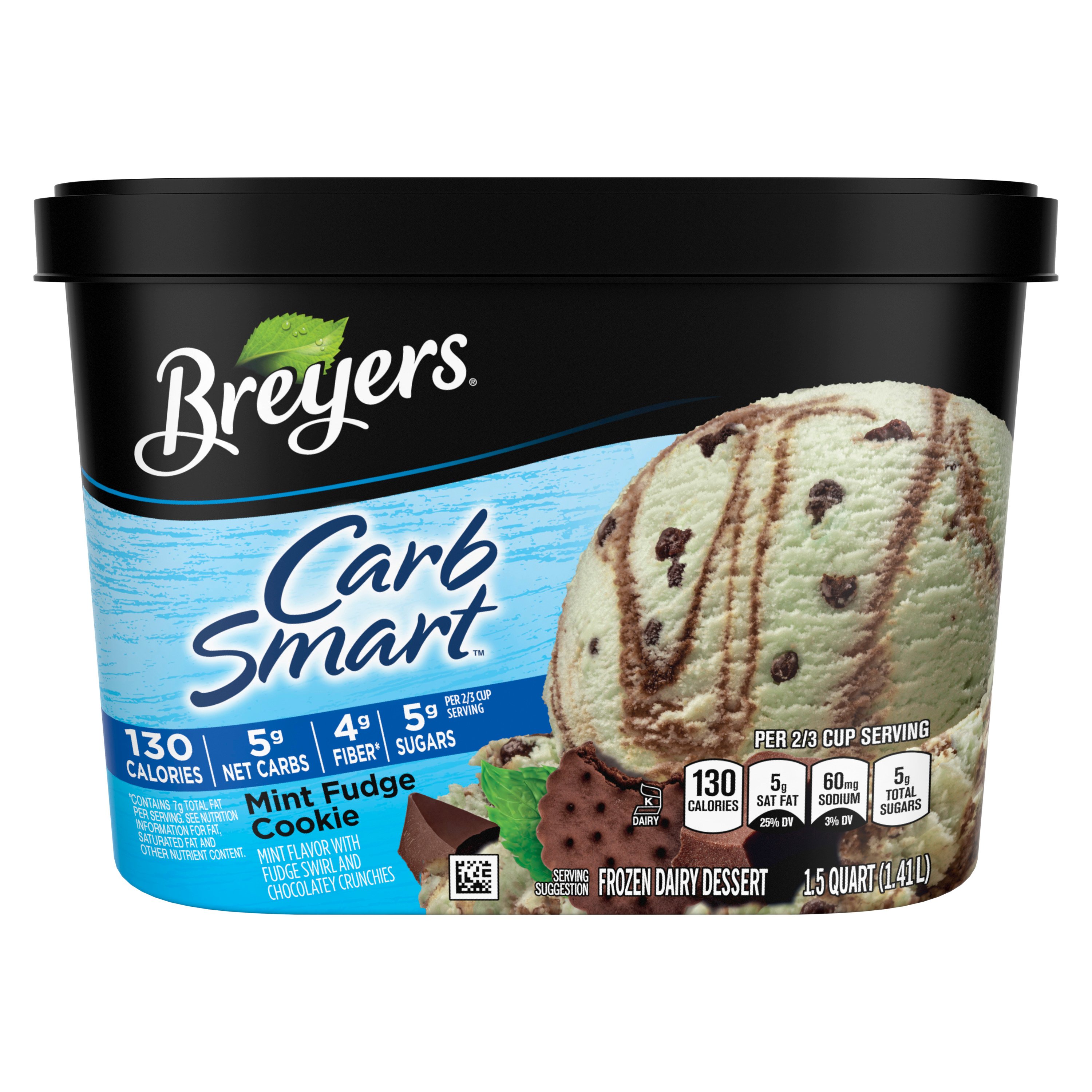Breyers CarbSmart Frozen Dairy Dessert Mint Fudge Cookie Shop Ice