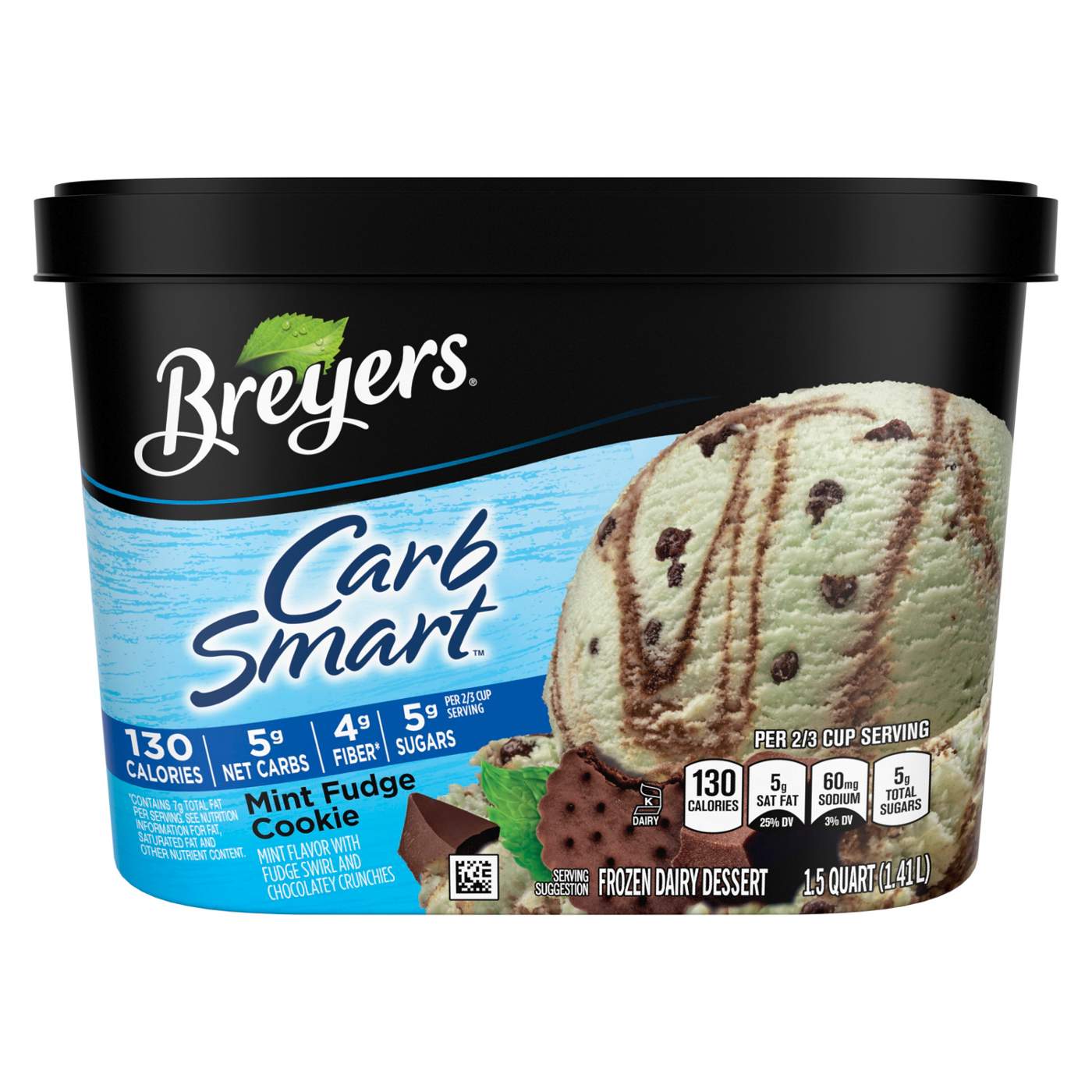 Breyers CarbSmart Frozen Dairy Dessert Mint Fudge Cookie; image 1 of 7