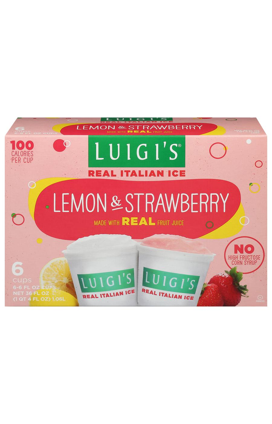 Luigi's Real Italian Ice Lemon & Strawberry Cups Variety Pack; image 1 of 4