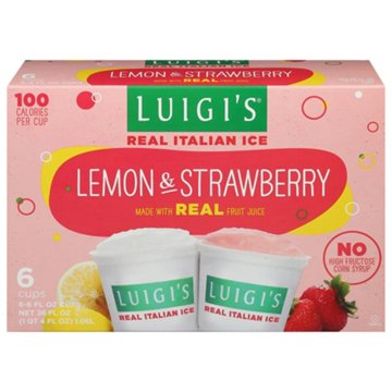 Luigi's Real Italian Ice Lemon & Strawberry Cups Variety Pack, 6 ct
