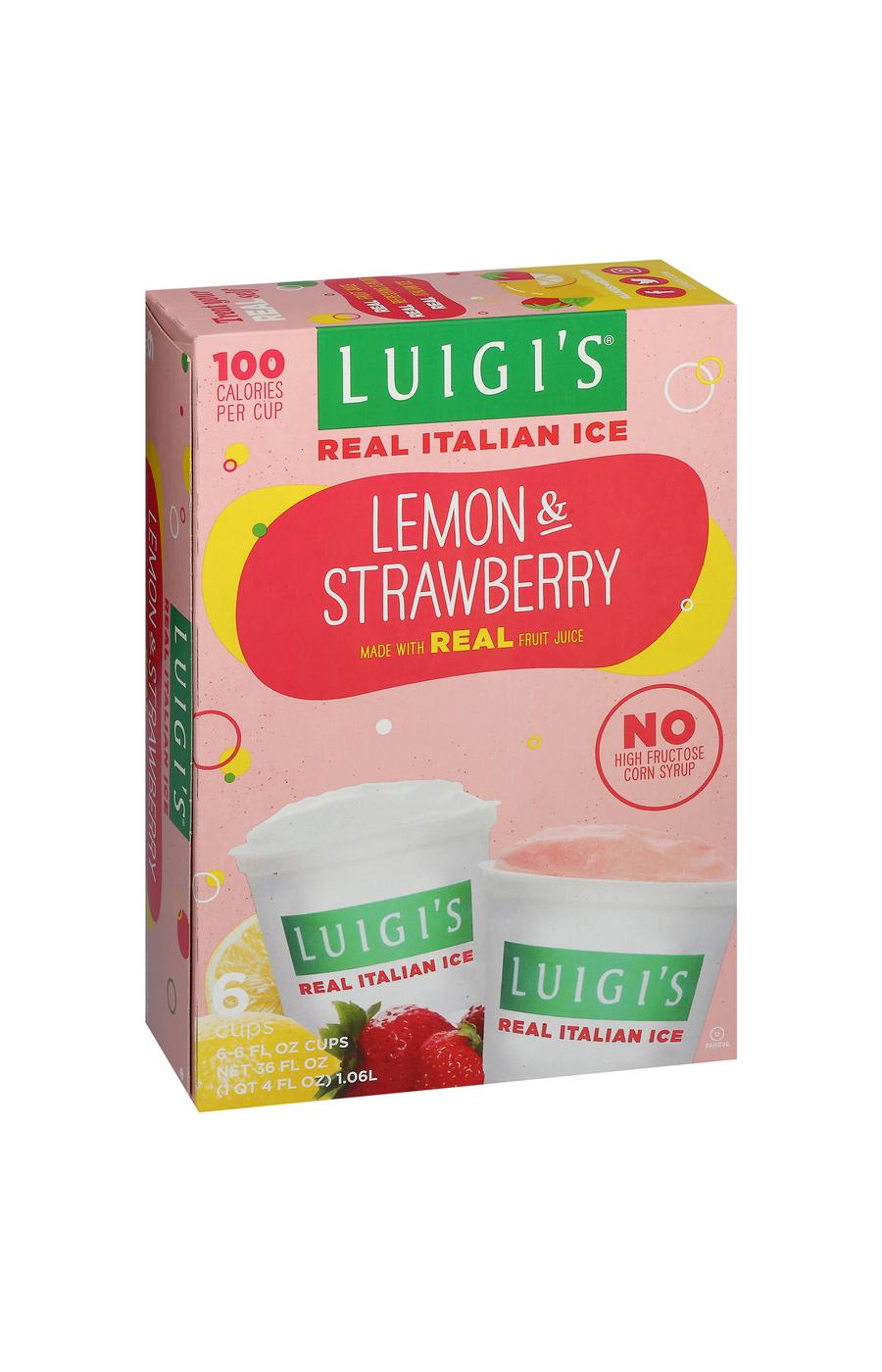 Luigi's Real Italian Ice Lemon & Strawberry Cups Variety Pack; image 2 of 4