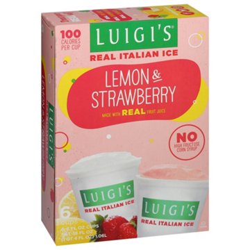 Luigi's Real Italian Ice Lemon & Strawberry Cups Variety Pack, 6 ct