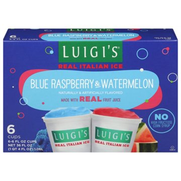 Luigi's Real Italian Ice Blue Raspberry & Watermelon Cups Variety Pack, 6 ct