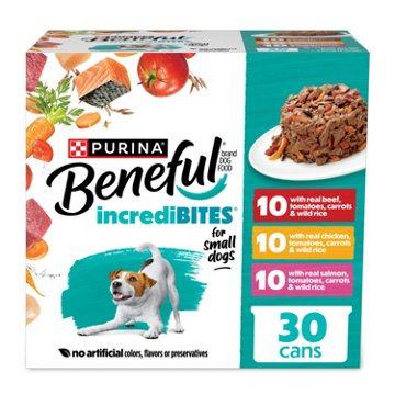 Beneful Small Breed Wet Dog Food Variety Pack, IncrediBites With Real Beef, Chicken and Salmon