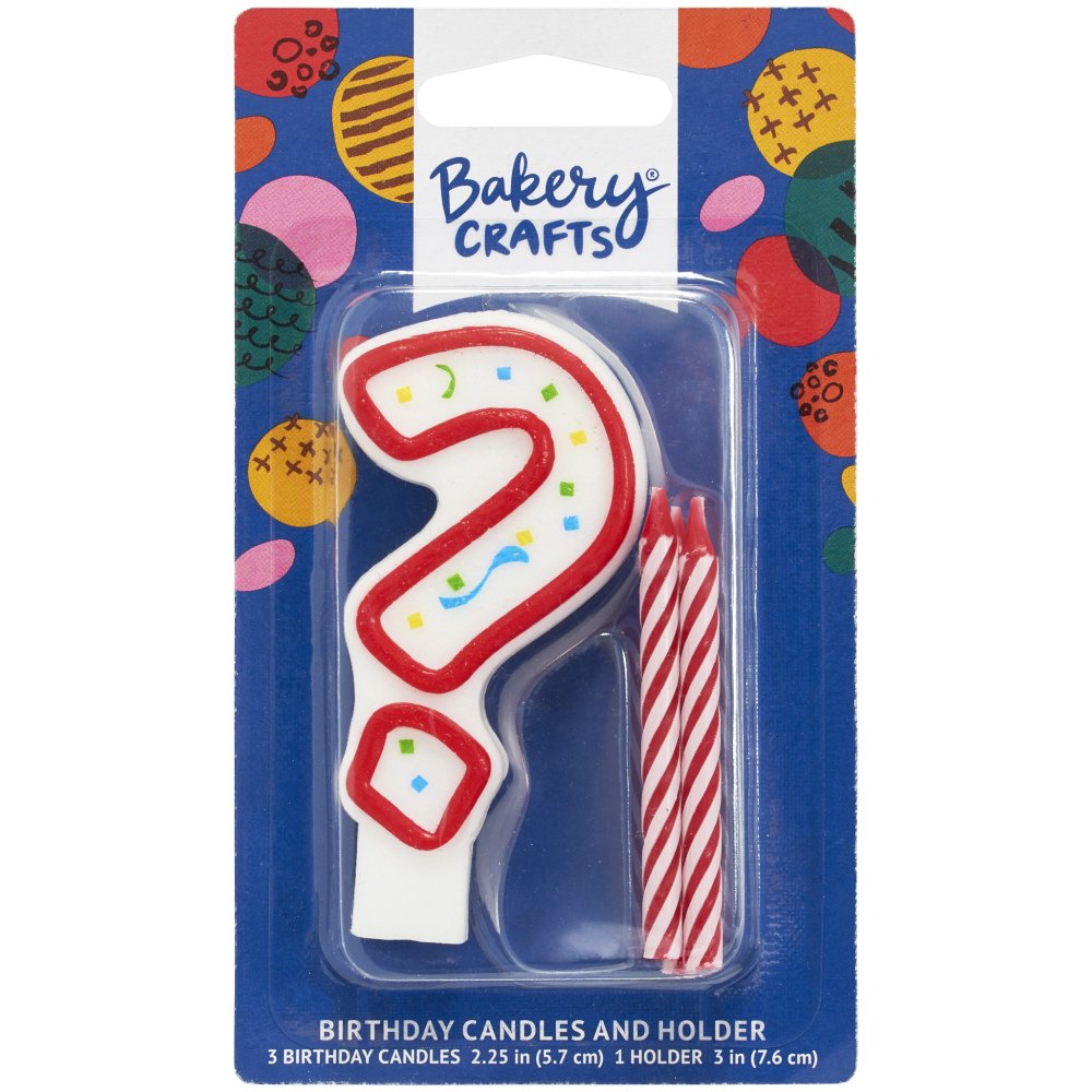 Bakery Crafts Red Question Mark & Birthday Candles with Holder