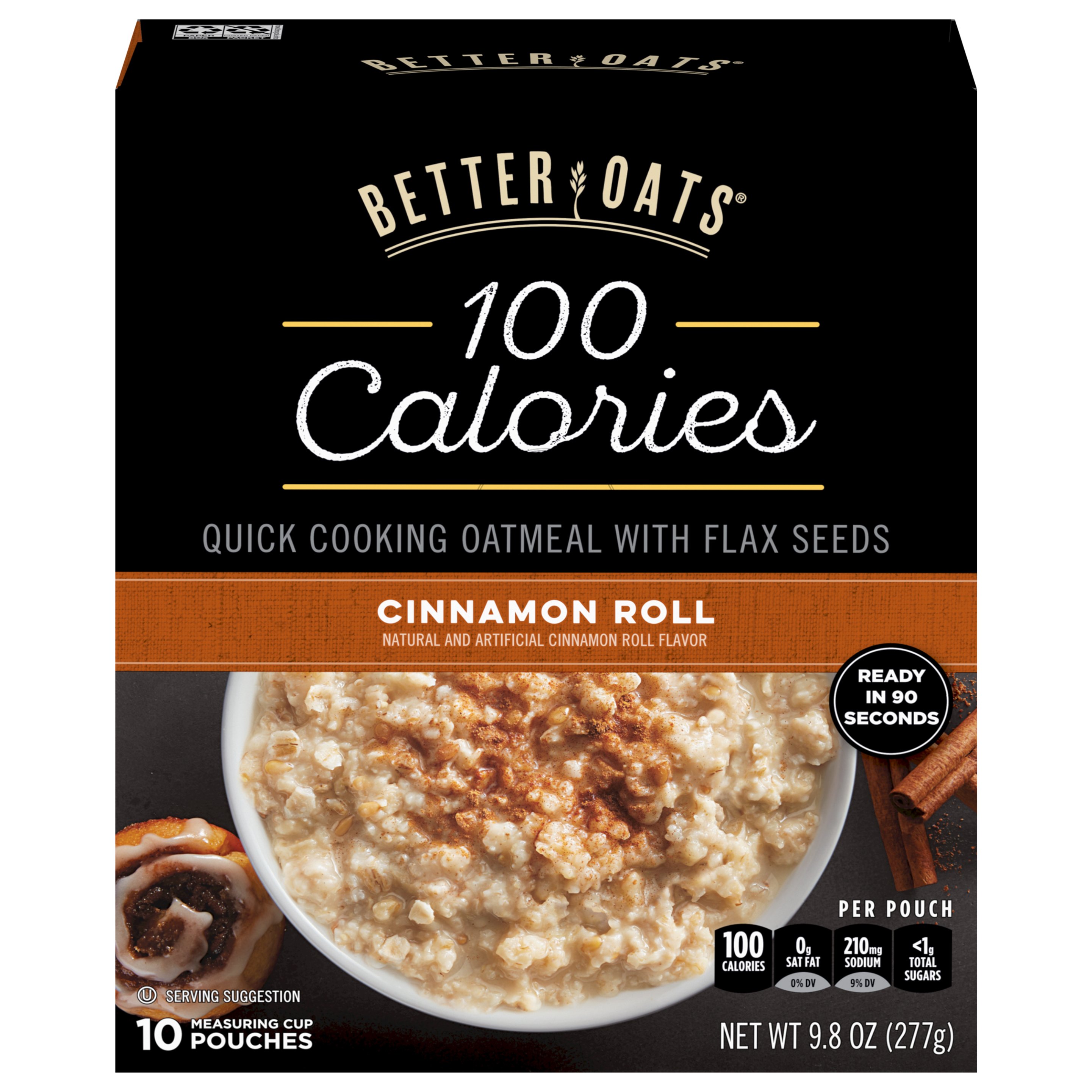 Better Oats 100 Calorie Instant Oatmeal - Cinnamon Roll - Shop Oatmeal ...