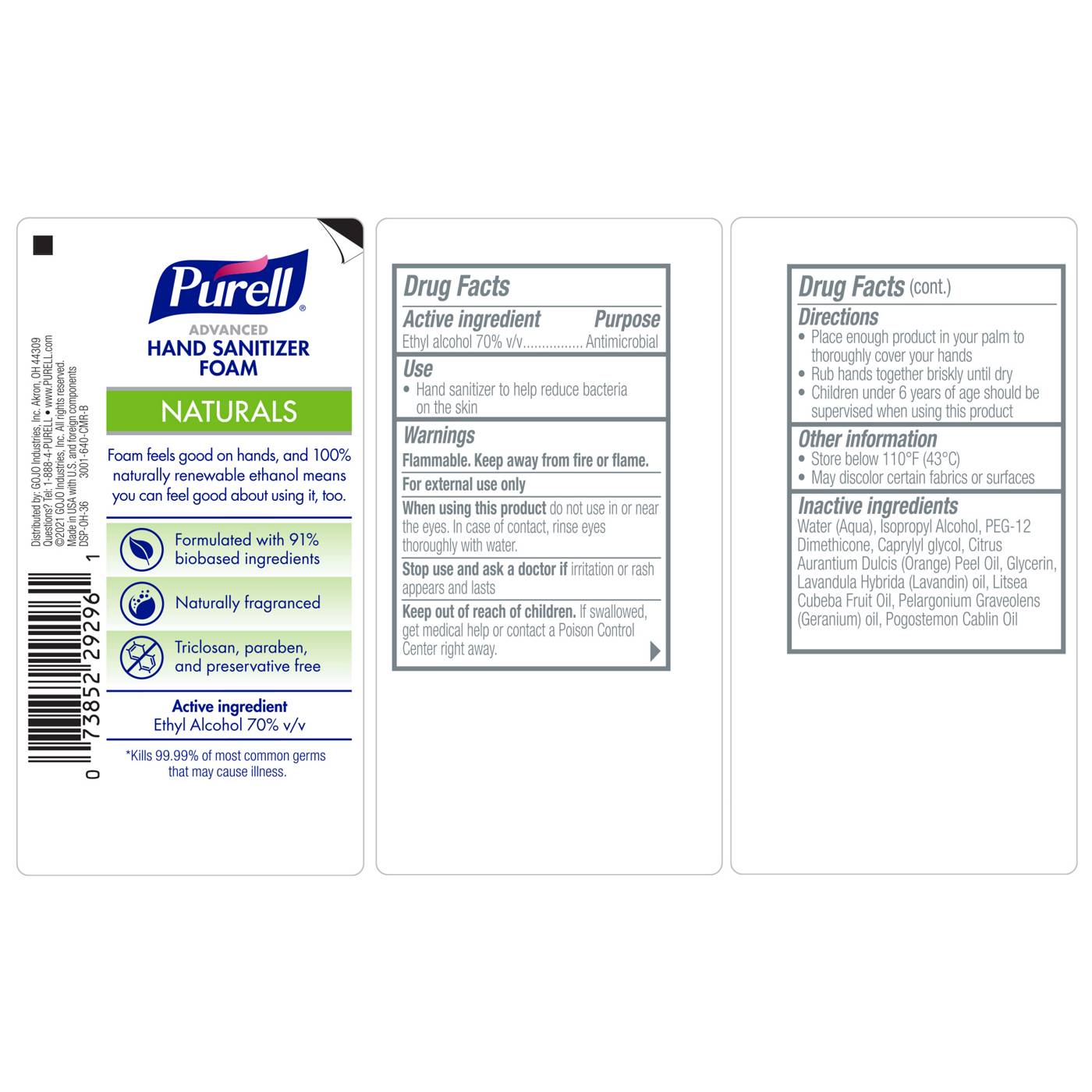 Purell Advanced Naturals Hand Sanitizer Foam Shop Hand Sanitizer at HEB
