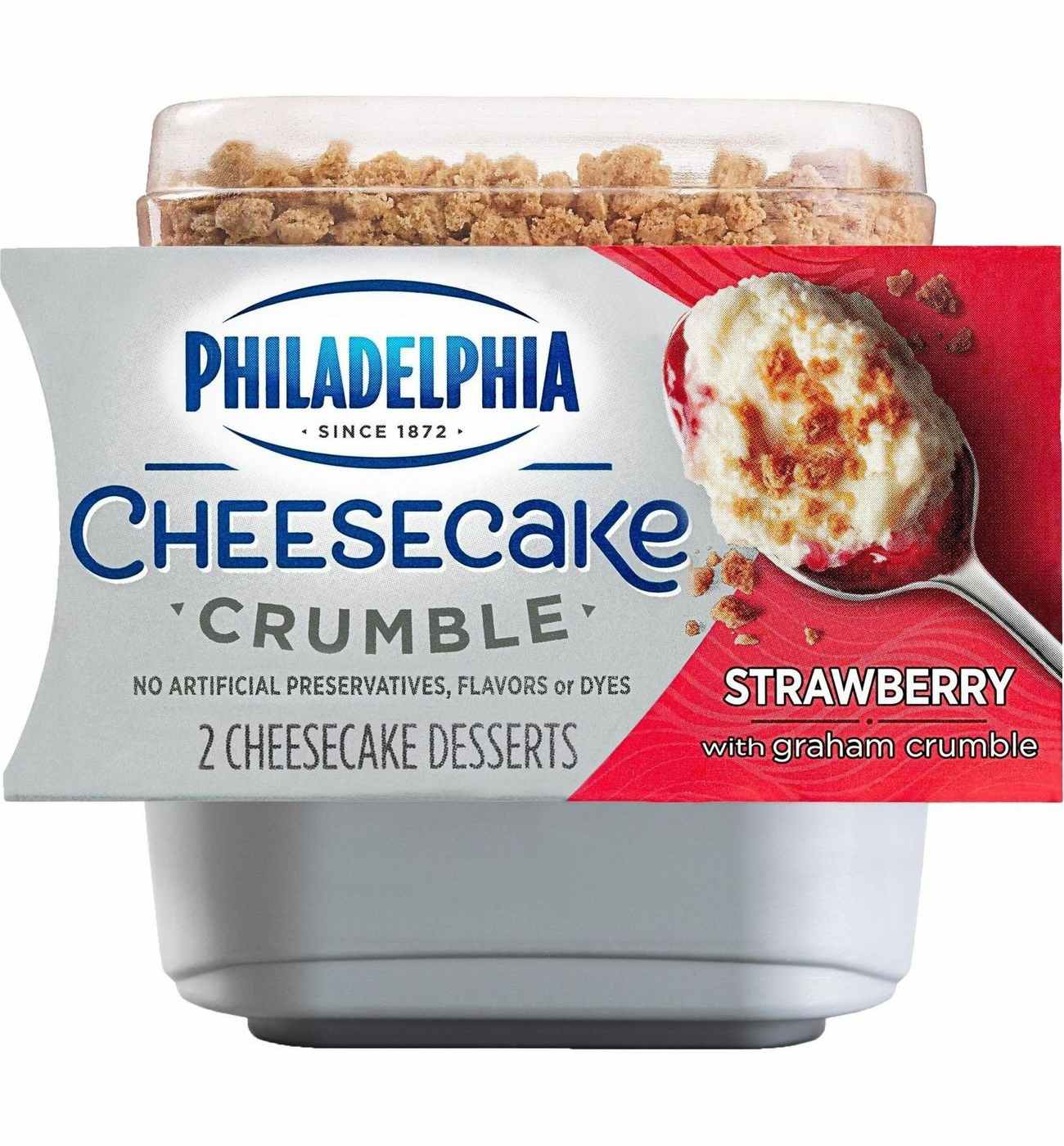 Philadelphia Strawberry Cheesecake Crumbles, 2 ct Pack, 3.25 oz Cups; image 1 of 9