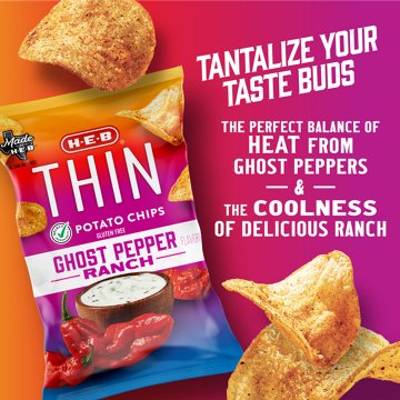 H-E-B Thin Potato Chips - Ghost Pepper Ranch