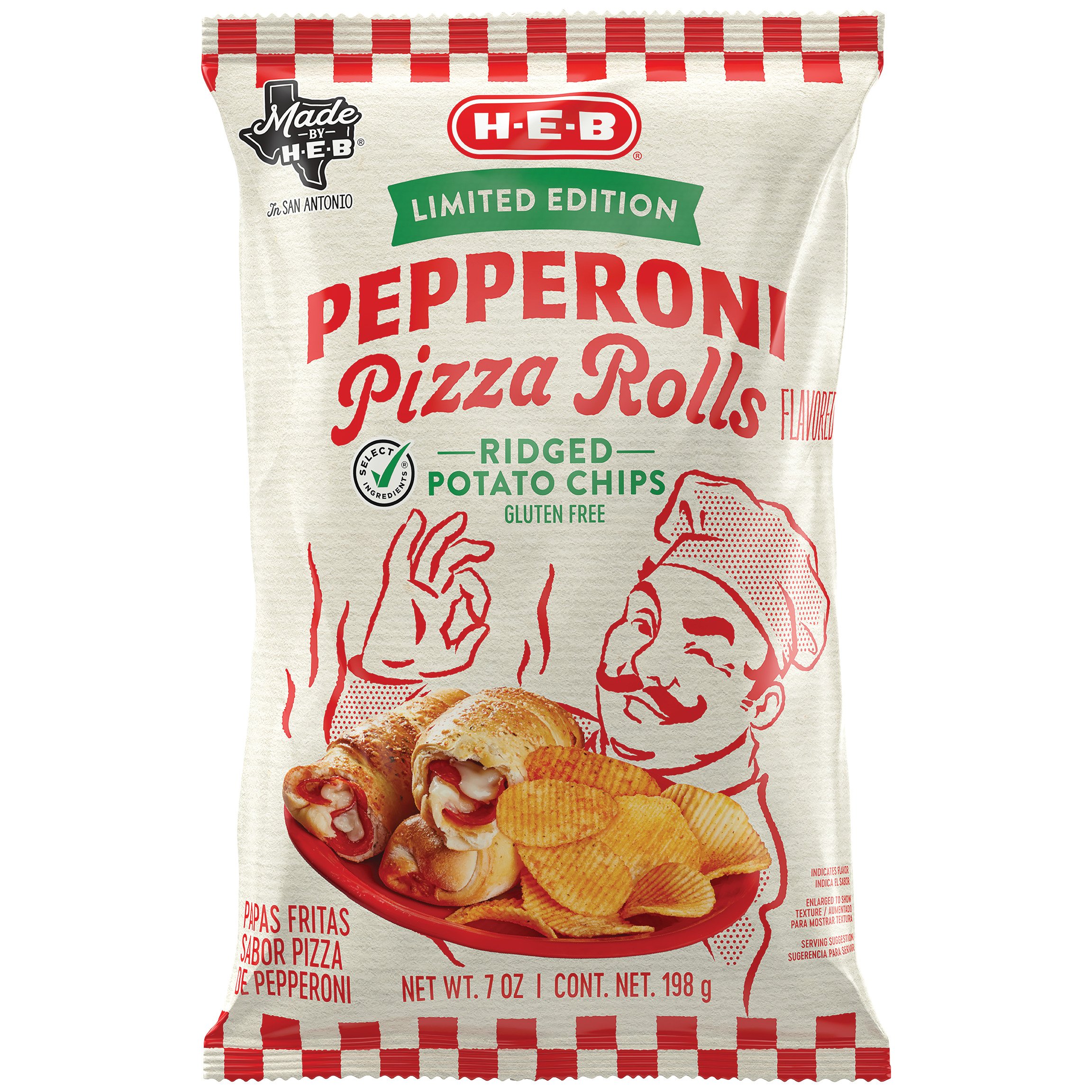 H-E-B Ridged Potato Chips - Pepperoni Pizza Rolls - Shop Chips at