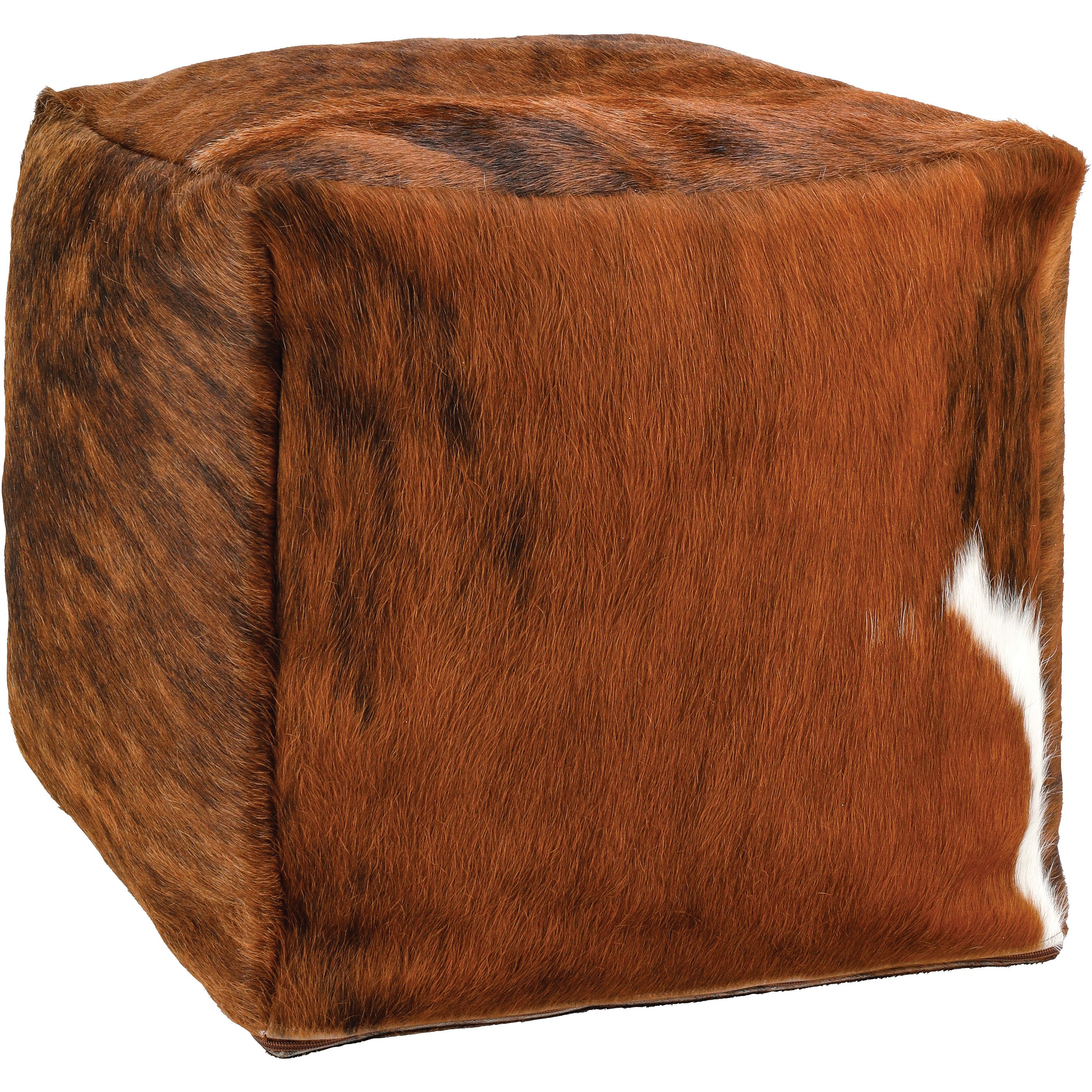Faux Fur Cow Hide Pouf Brown