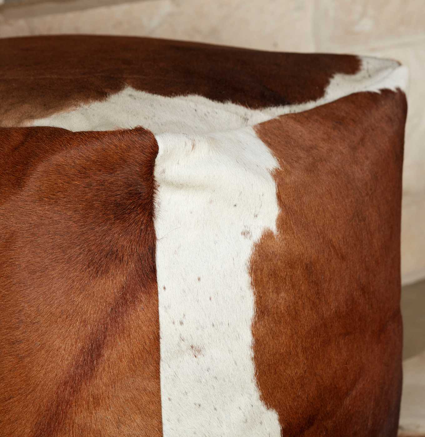 Texas Proud Cowhide Pouf - Brown & White; image 3 of 3