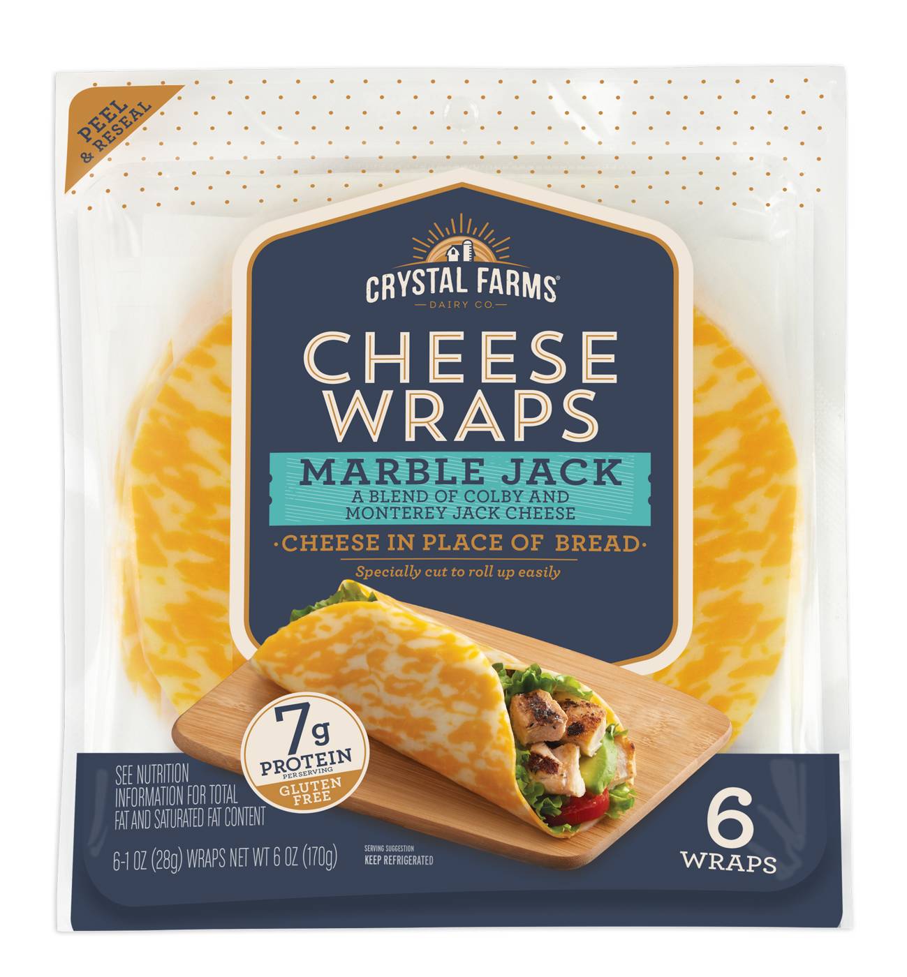 CRYSTAL FARMS DAIRY CO. Marble Jack Cheese Wraps, 6 ct; image 1 of 2