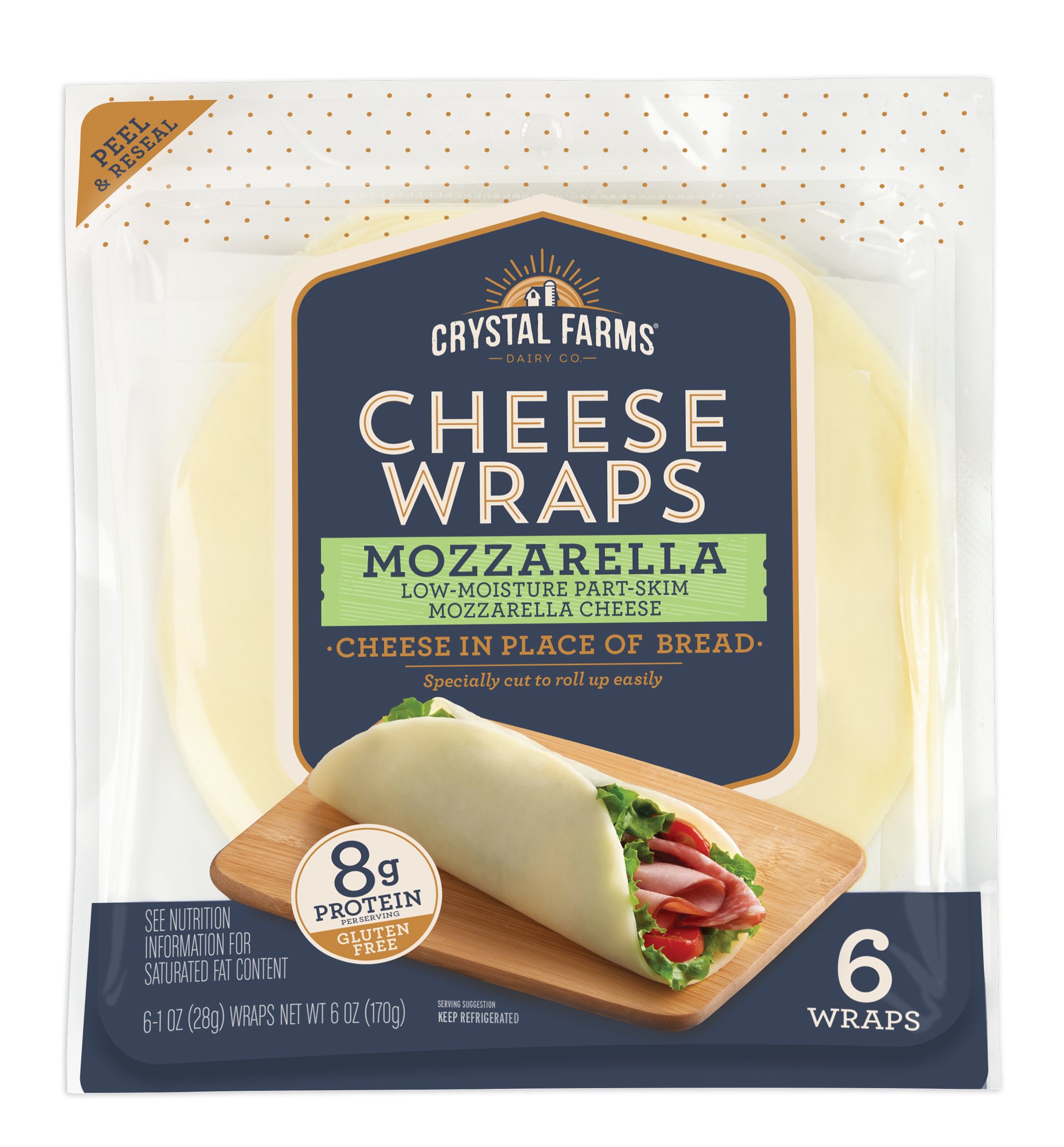 CRYSTAL FARMS DAIRY CO. Low Moisture PartSkim Mozzarella Cheese Wraps