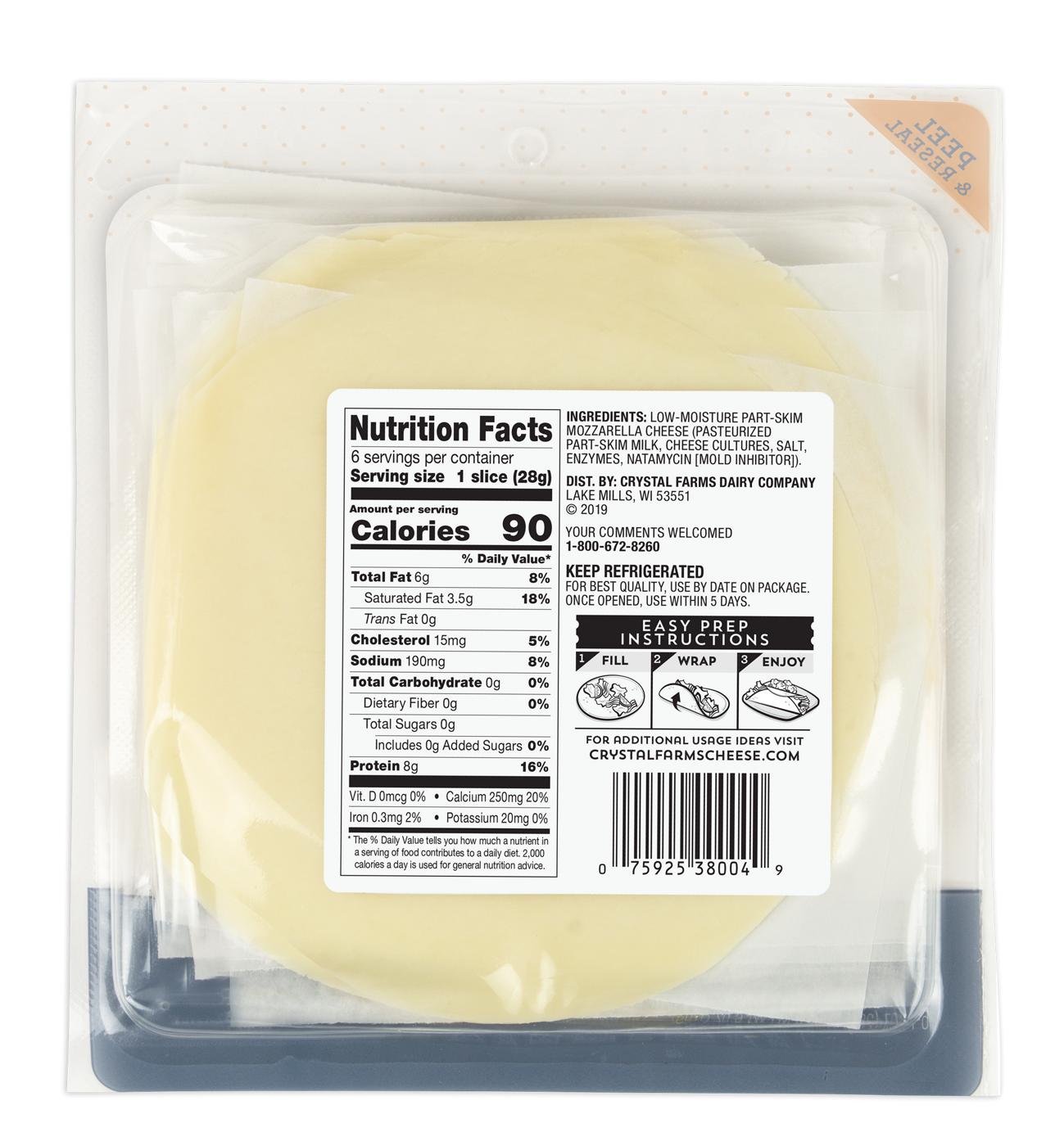 CRYSTAL FARMS DAIRY CO. Low Moisture PartSkim Mozzarella Cheese Wraps