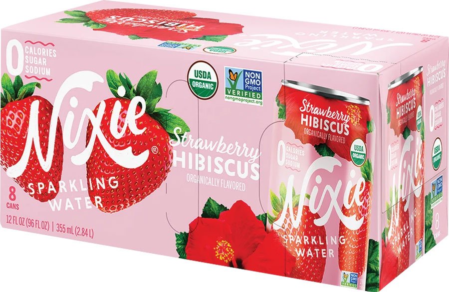 Nixie Strawberry Hibiscus Sparkling Water 12 oz Cans, 8 pk
