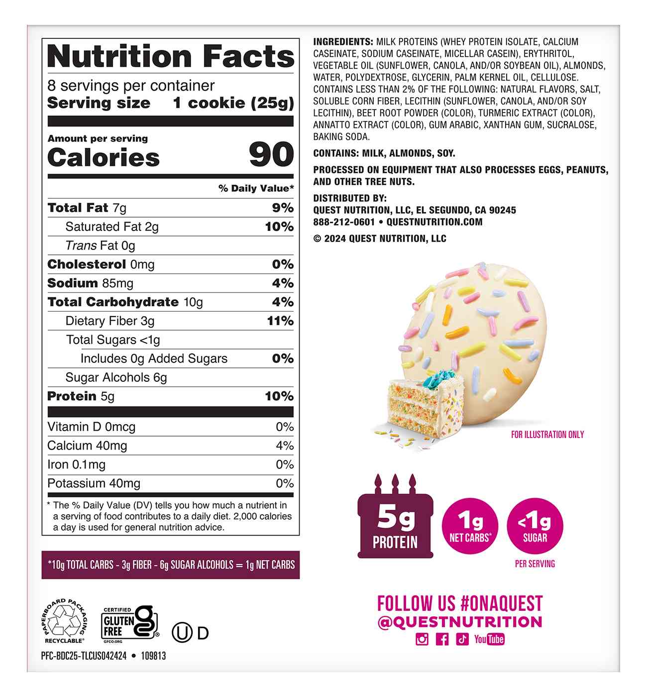 Quest 5g Protein Frosted Cookies - Birthday Cake; image 2 of 2