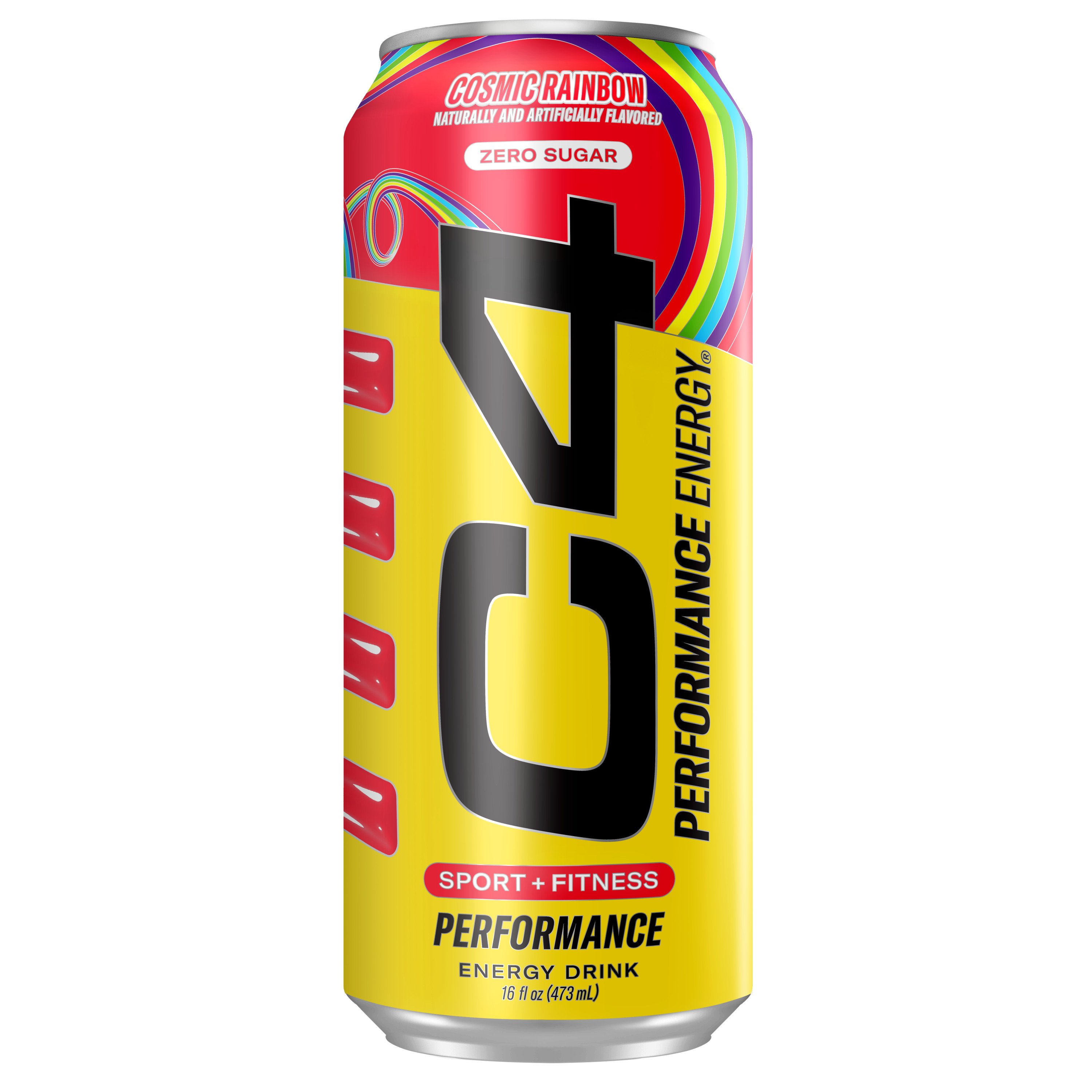 C4 Performance Zero Sugar Energy Drink - Cosmic Rainbow, 16 oz