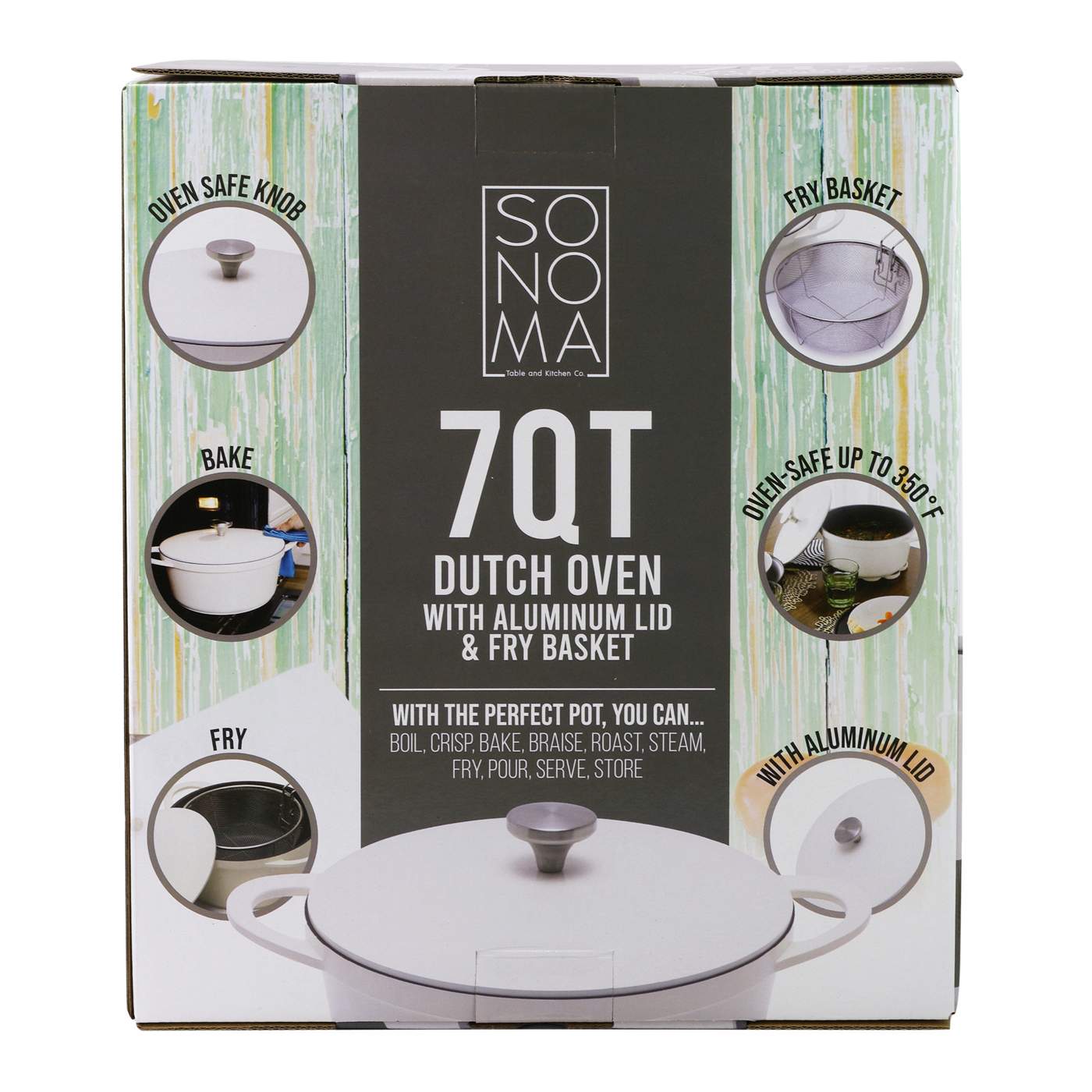 Sonoma White Cast Aluminum Dutch Oven with Fry Basket; image 2 of 6