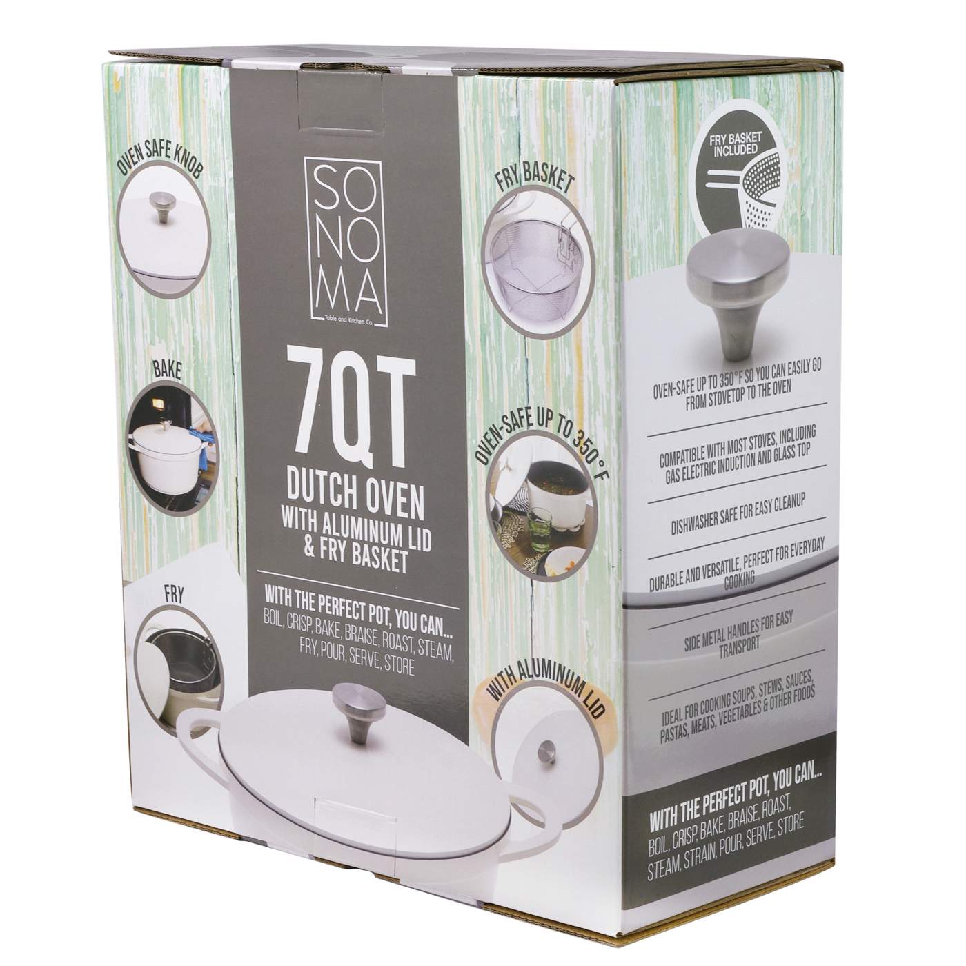 Sonoma White Cast Aluminum Dutch Oven with Fry Basket; image 3 of 6