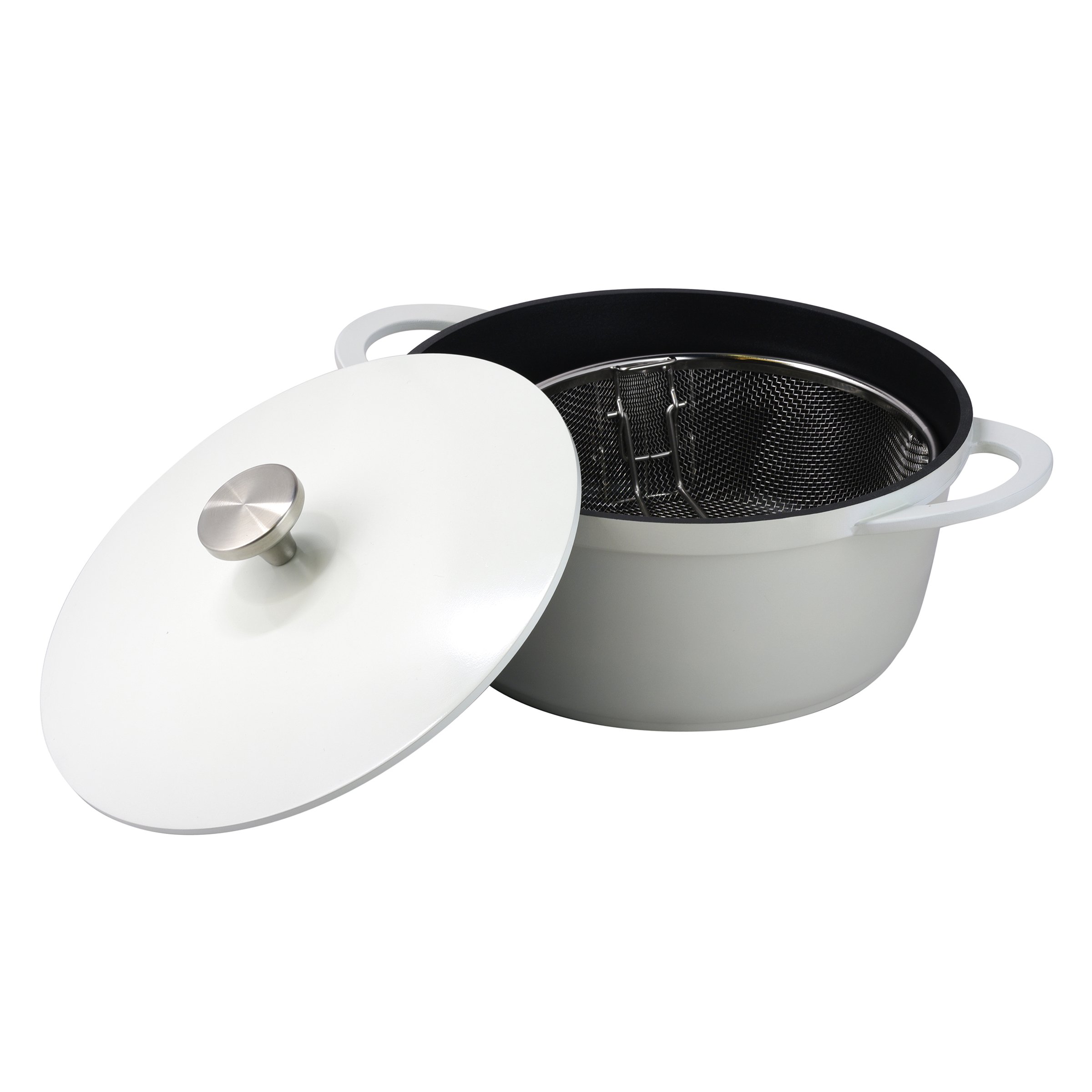 Sonoma White Cast Aluminum Dutch Oven with Fry Basket - Shop Dutch Ovens at  H-E-B