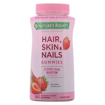 Nature's Bounty Hair, Skin & Nails Biotin 2500mcg Gummies - Strawberry, 140 ct