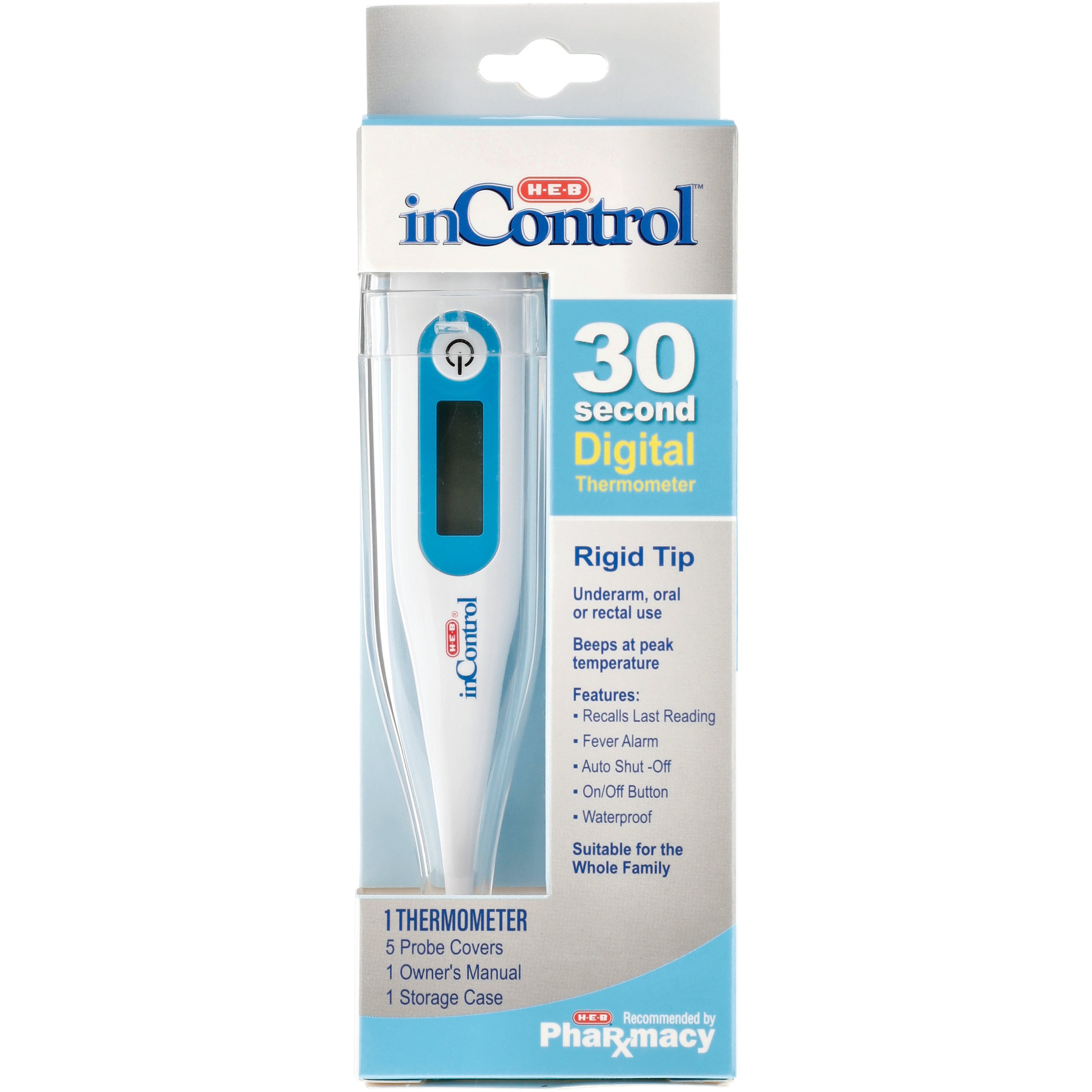 HEB inControl 30 Second Digital Thermometer with Rigid Tip Shop Thermometers & Monitors at HEB
