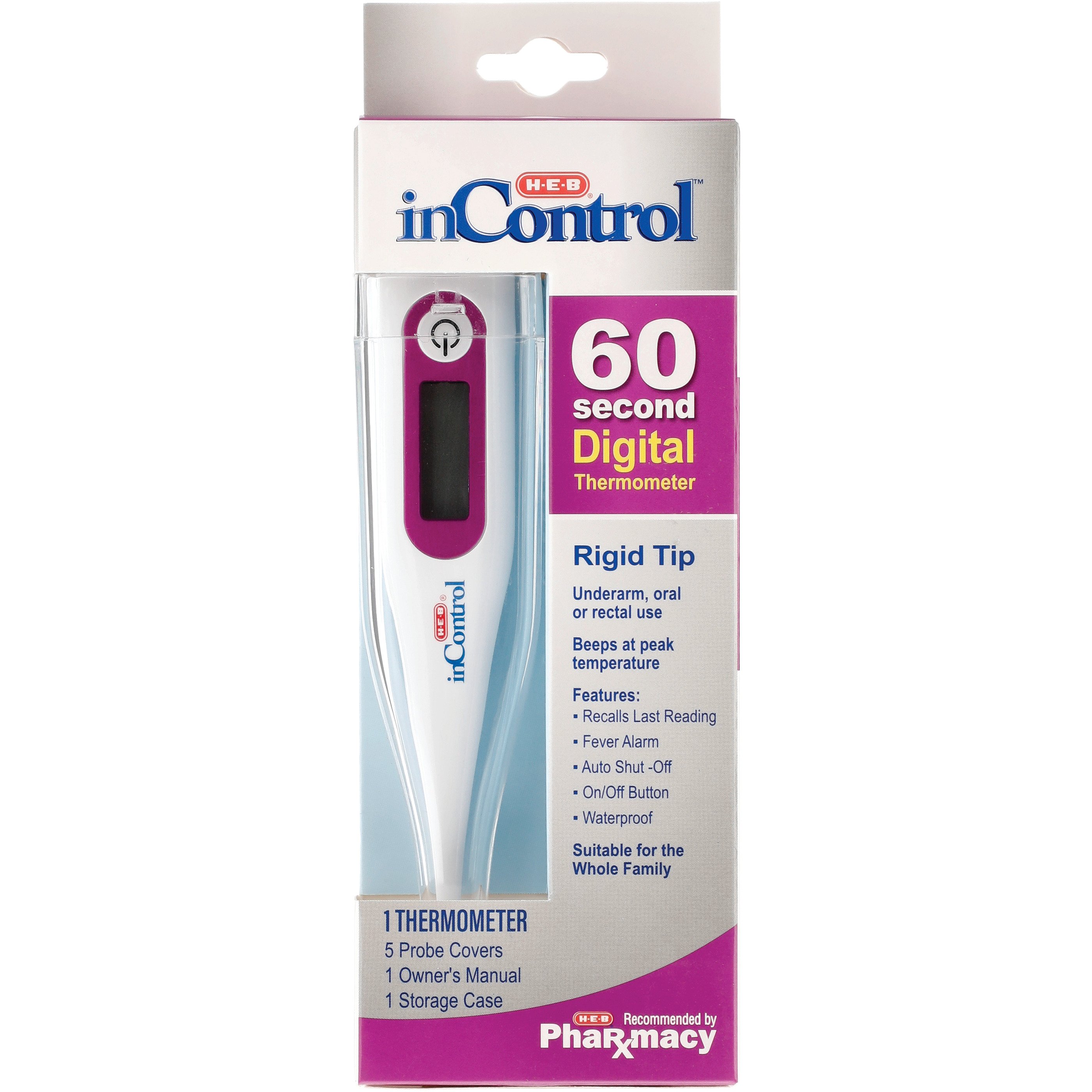 HEB inControl 60 Second Digital Thermometer Rigid Tip Shop Medicines & Treatments at HEB