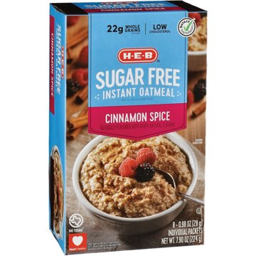 H-E-B Sugar Free Instant Oatmeal - Cinnamon Spice, 8 ct