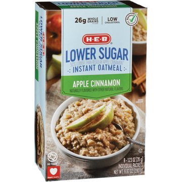 H-E-B Lower Sugar Instant Oatmeal - Apple Cinnamon, 8 ct
