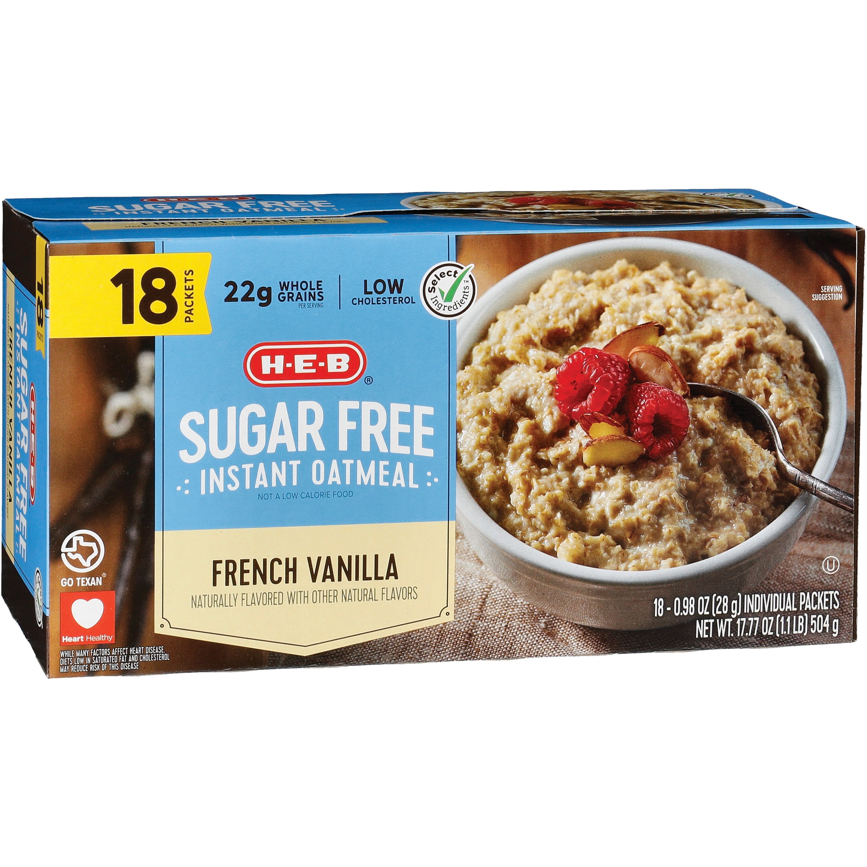 H-E-B Sugar Free Instant Oatmeal - French Vanilla - Shop Oatmeal & Hot ...