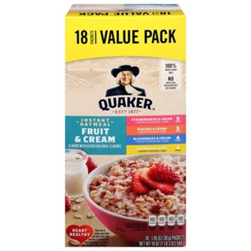 Quaker Instant Oatmeal - Fruit & Cream Variety Pack, 18 ct
