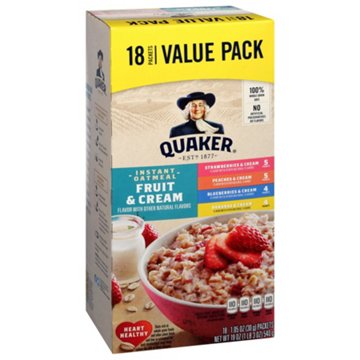 Quaker Instant Oatmeal - Fruit & Cream Variety Pack, 18 ct