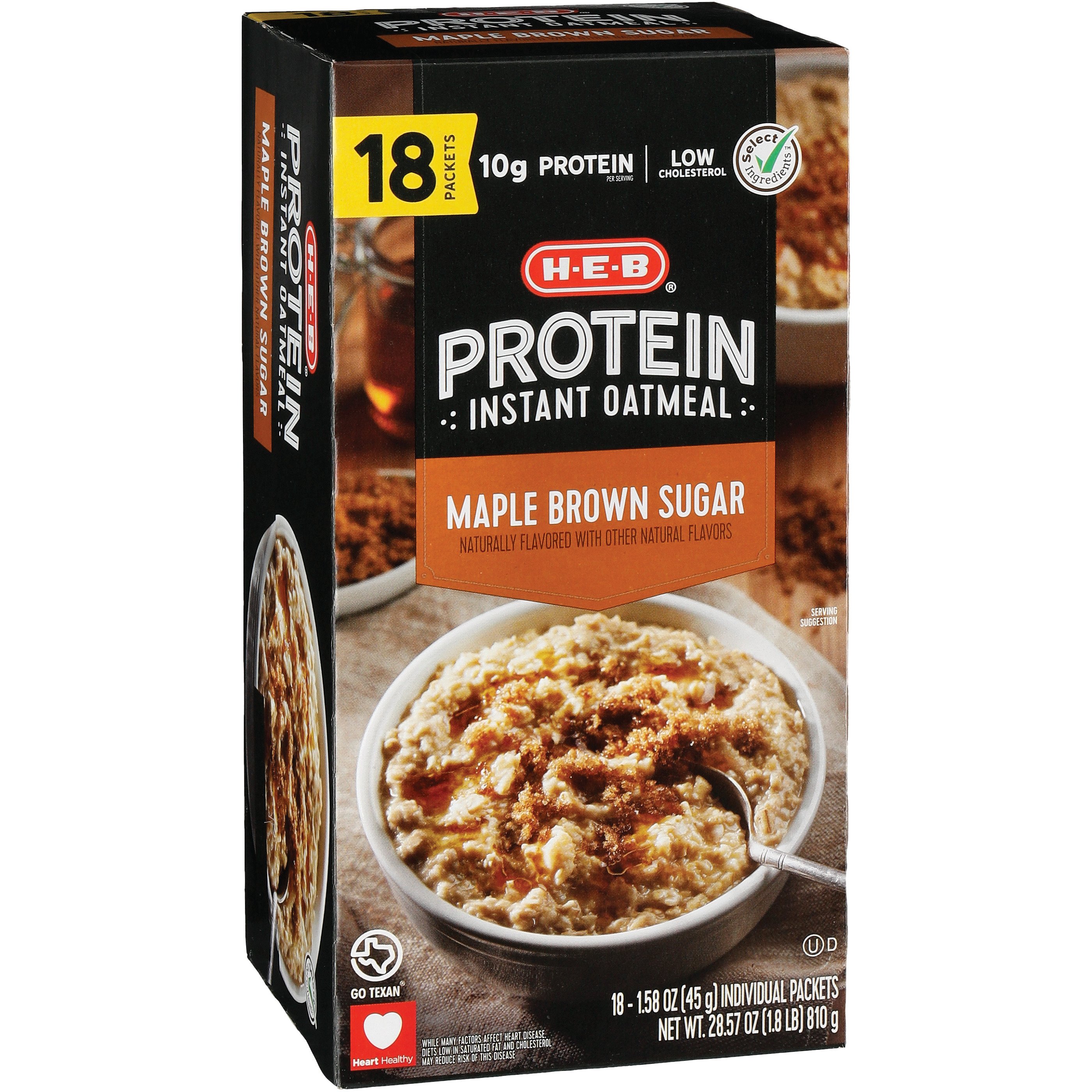 HEB 10g Protein Instant Oatmeal Maple Brown Sugar Shop Oatmeal