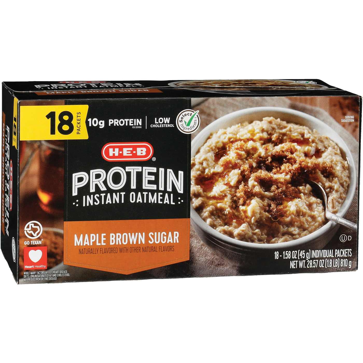 H-E-B 10g Protein Instant Oatmeal - Maple Brown Sugar; image 2 of 2
