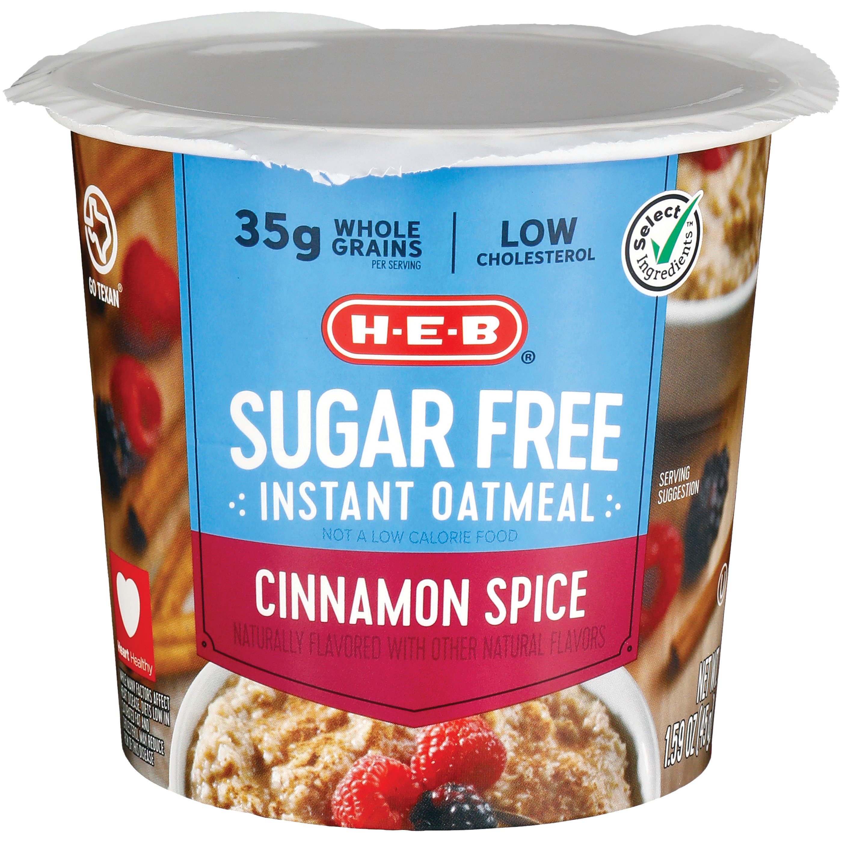 H-E-B Sugar Free Cinnamon Spice Instant Oatmeal Cup - Shop Cereal ...