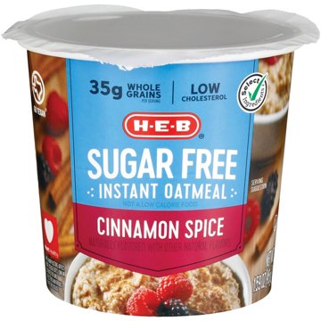 H-E-B Sugar Free Instant Oatmeal Cup - Cinnamon Spice, 1.59 oz